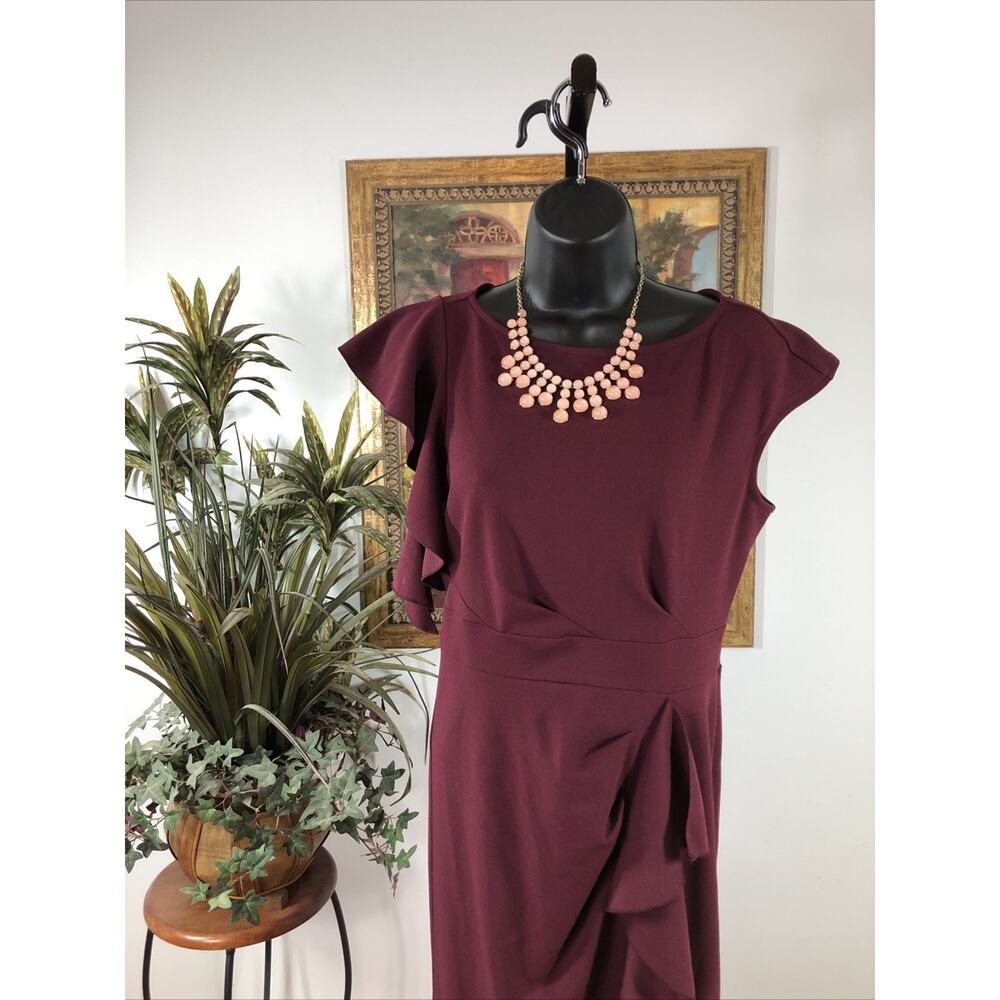 Woosea Women’s Maxi Dress Size M Burgundy Ruffle Sleeve Formal Evening Gown - Picture 3 of 11